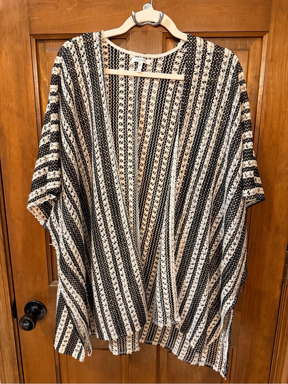 Maurices Black & Cream Striped Open-Front Tunic